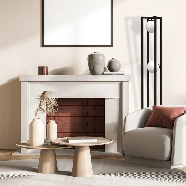 Podłogowa lampa stojąca Diego MLP8572 klatka czarna biała