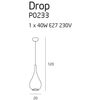 LAMPA wisząca DROP P0233 Maxlight zwis OPRAWA metalowa kropla łezka czarna
