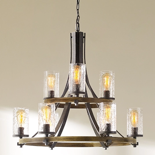 Industrialna lampa wisząca QN-ANGELO9 na łańcuchu czarna