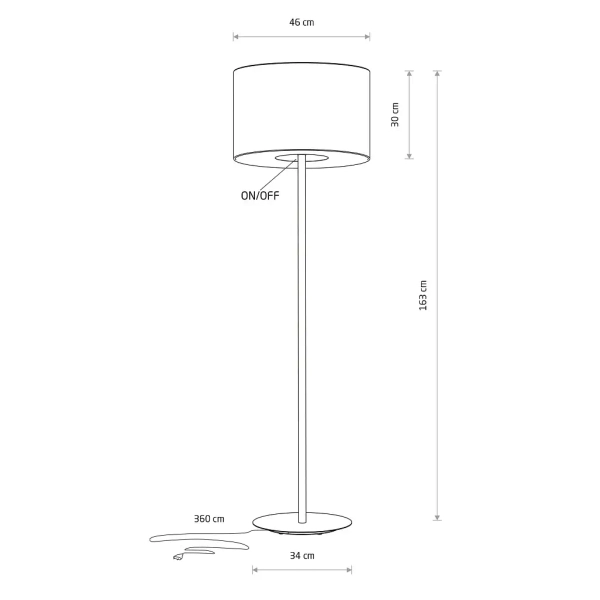 Podłogowa lampa tkaninowa CEDRO 11667 z wtyczką beżowa