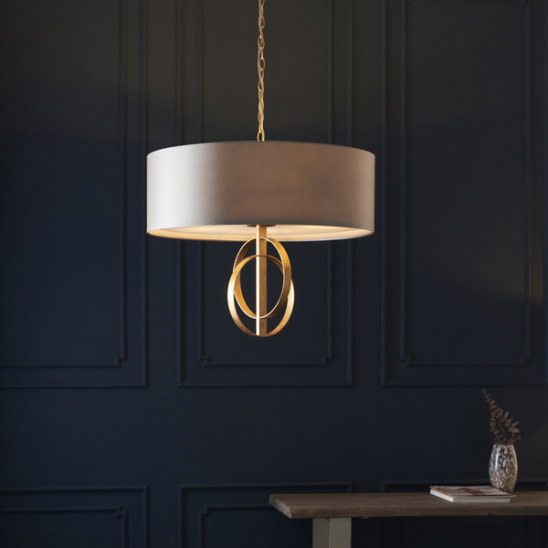 Zwisowa lampa z abażurem L&-195211 Light& na łańcuchu antyczne złoto