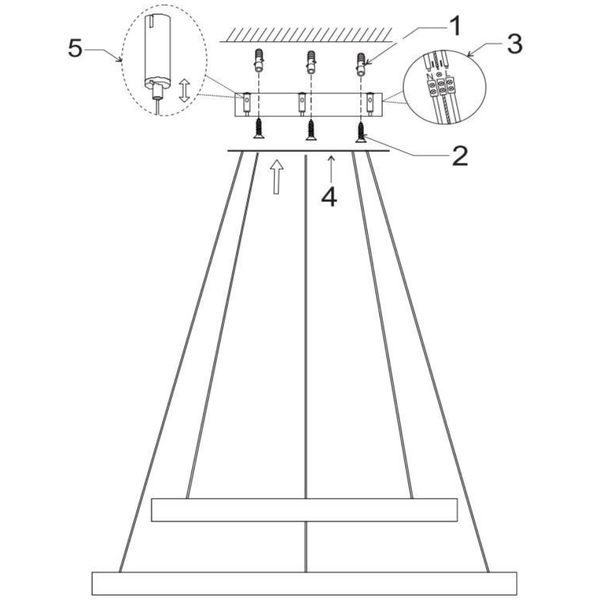 Czarna lampa wisząca Vidal rings LED 92W 2700K zwis do jadalni