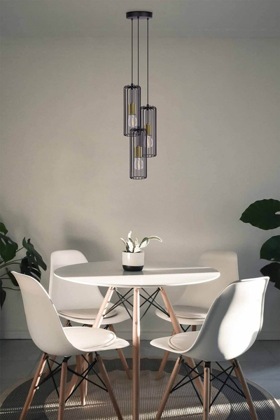Lampa wisząca Gabia K-4937 na okrągłej podsufitce czarna złota