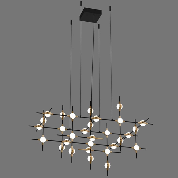 LAMPA wisząca PROVENZA MD18001067-30A BG Italux designerska OPRAWA metalowa LED 72W 3000K zwis pręty czarne złote