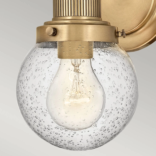 Szklany kinkiet ścienny Poppy QN-POPPY1-HB-BATH IP44 mosiądz przezroczysty