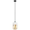 Wisząca LAMPA skandynawska MOLINA MDM-2377/1 W+AMB Italux szklana OPRAWA zwis biały bursztynowy