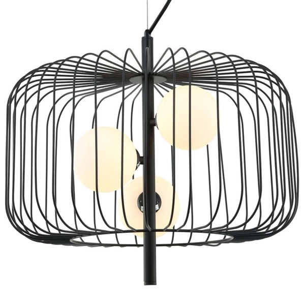 LAMPA wisząca DAREN MDM-3936/3 BK Italux metalowa OPRAWA zwis klatka druciana czarna