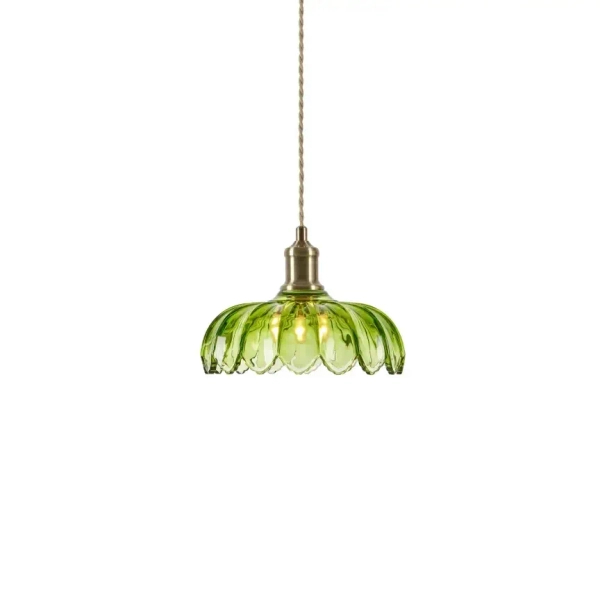 Wisząca lampa szklana KURAGE zielona 109177 1xE27 retro szklana do pokoju