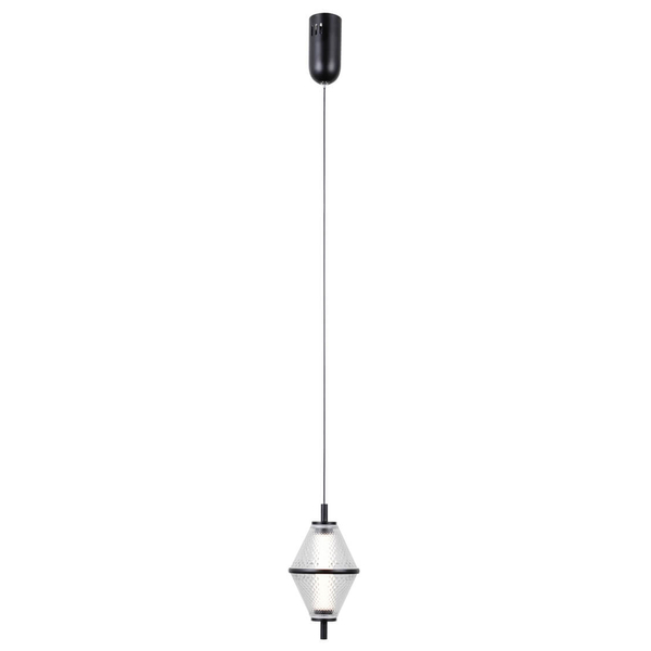 Wisząca lampa Fuente PND-34395-1-BK LED 5W 3000K szkło czarny przezroczysty