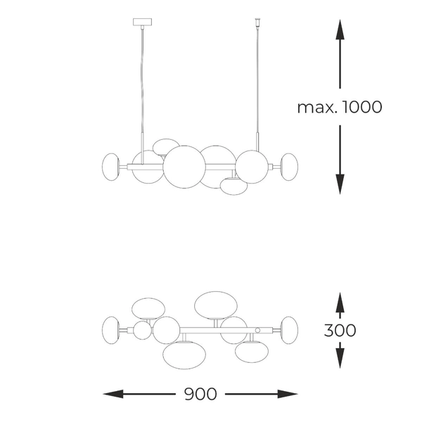 Wisząca lampa molekułowa Omi 1192 Zumaline szkło biały czarny