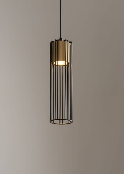 Wisząca lampa metalowa Fobia do przedpokoju czarna złota