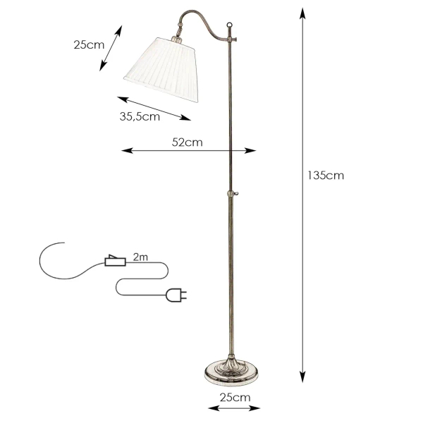 Klasyczna lampa podłogowa Charlestone abażur patyna beżowy