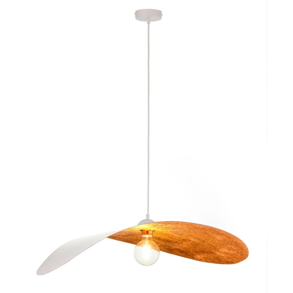 Lampa wisząca kompozyt LEAF miedziana biała 1xE27 do jadalni 41922
