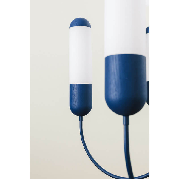 Szklana lampa wisząca Funsui FNB51313R02 sople granatowe białe