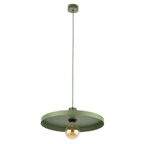 Metalowa zwisająca lampa Sila 10762 dysk na kablu zielony