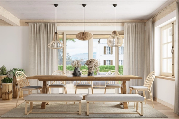 Skandynawska lampa wisząca SL.0641 drewniana klatka do holu