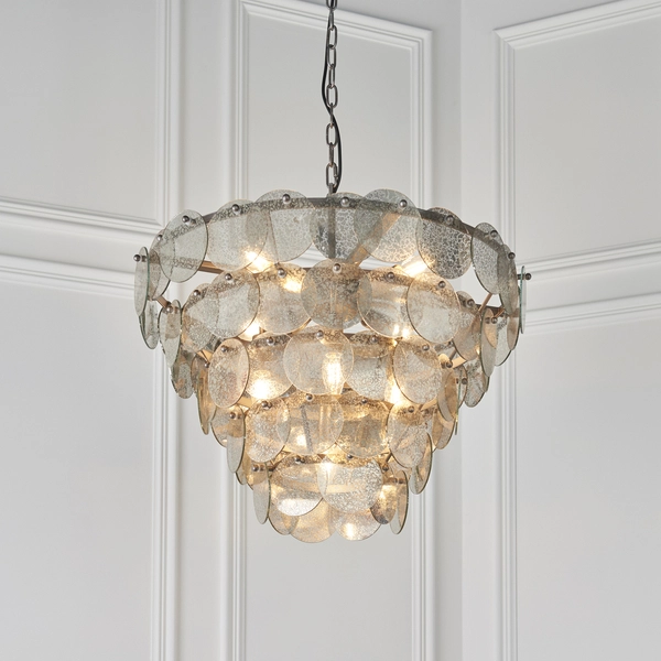 Stożkowa lampa wisząca L&-181933 Light& płatki hampton srebrna