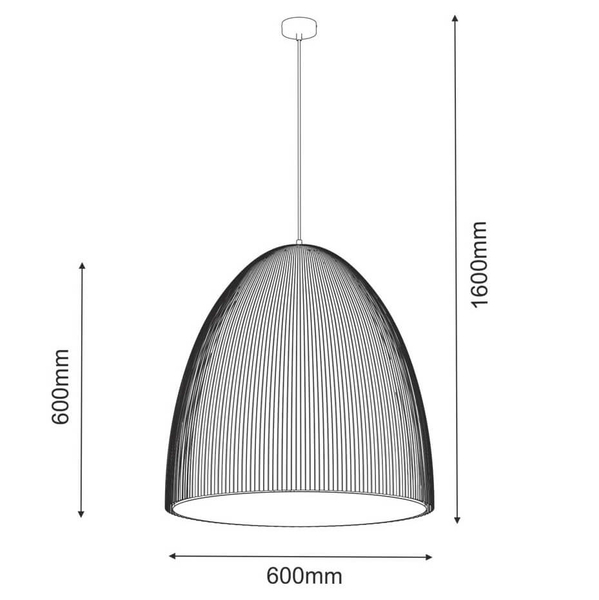 Lampa salonowa Gandra 5027+5055 Shilo półokrągła wisząca karbowana czarna