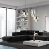 Wisząca potrójna lampa 22148 szklana przydymiona złota