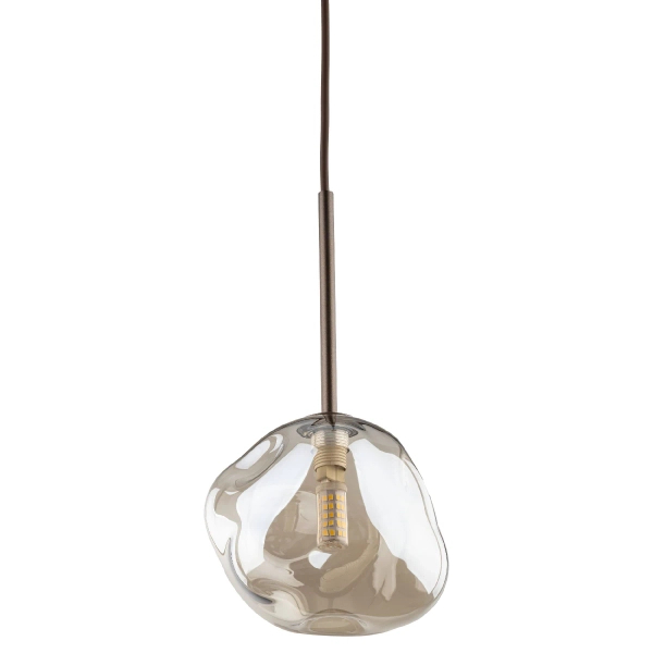Wisząca lampa glamour Lava 11025 kula do sypialni brązowa bursztynowa