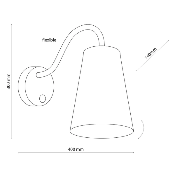 Lampa ścienna na peszlu Wire 2445 TK Lighting z włącznikiem białą