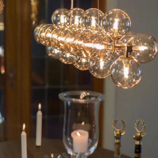 Lampa wisząca nad stół Splendor 4200960-5503 kulista szklana bursztynowa