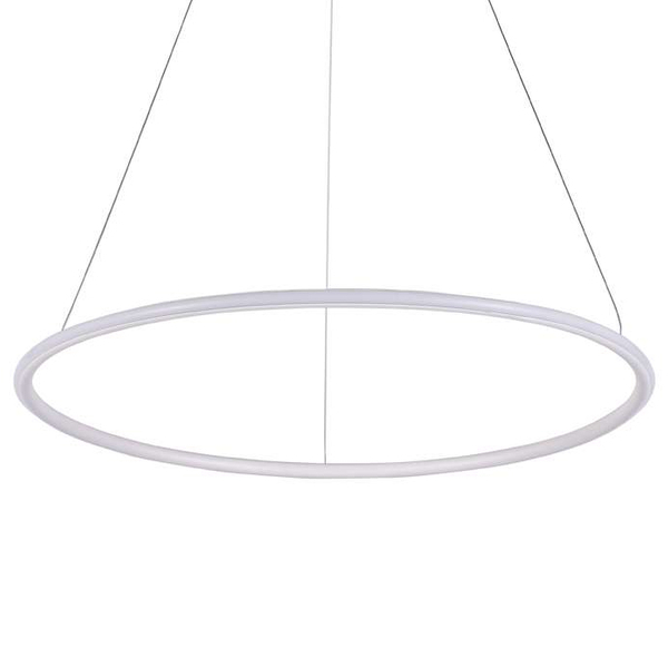 LAMPA wisząca MDECO SLIM/000012/4000/W metalowa OPRAWA futurystyczna LED 43W 4000K zwis pierścień ring biały