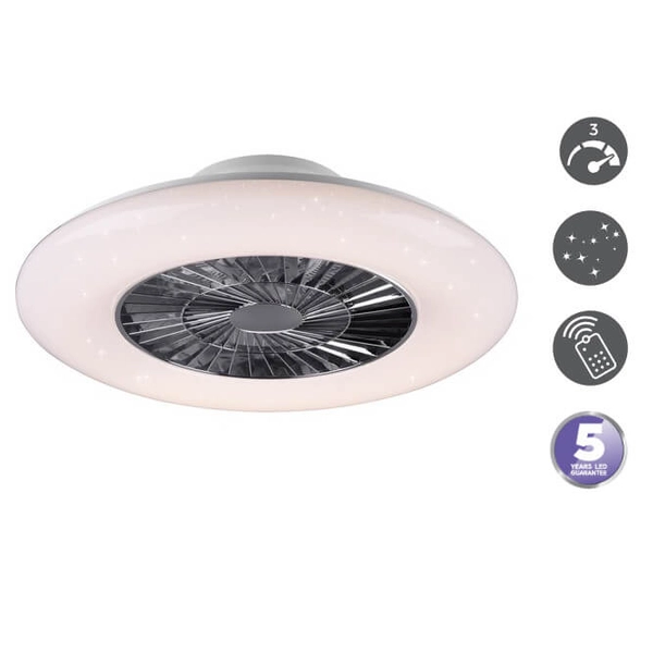Wentylator sufitowy z pilotem Visby R62402106 LED 40W 3000-6500K srebrna