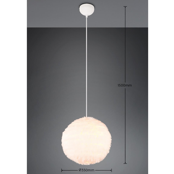 Pluszowa lampa wisząca Furry R31581001 kula biały