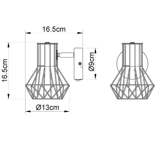 Druciana LAMPA ścienna PRISKA 54017-1 Globo regulowana OPRAWA metalowy reflektorek industrialny czarny