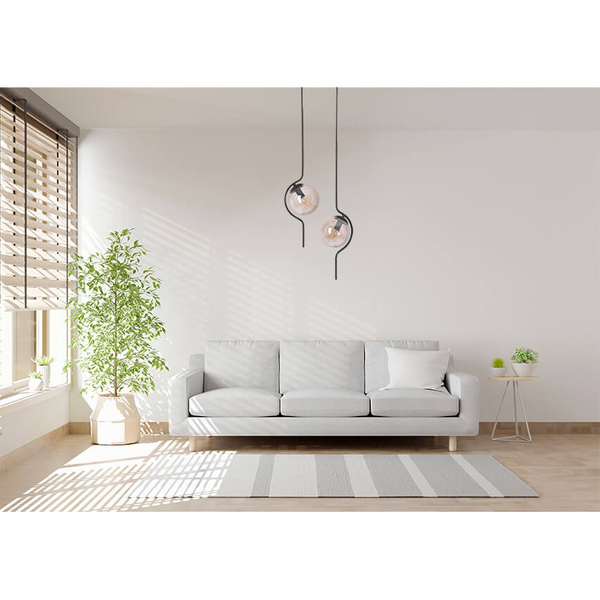 Podwójna lampa wisząca Vela K-5337 kule szklana metalowa bursztynowa czarna