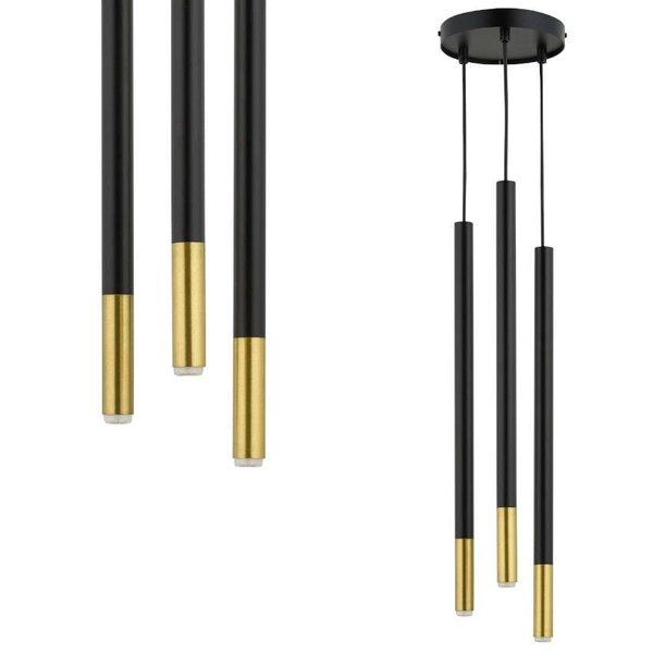 Modernistyczna LAMPA wisząca SOPEL DUE 33257 Sigma metalowa OPRAWA sople ZWIS tuby czarne złote
