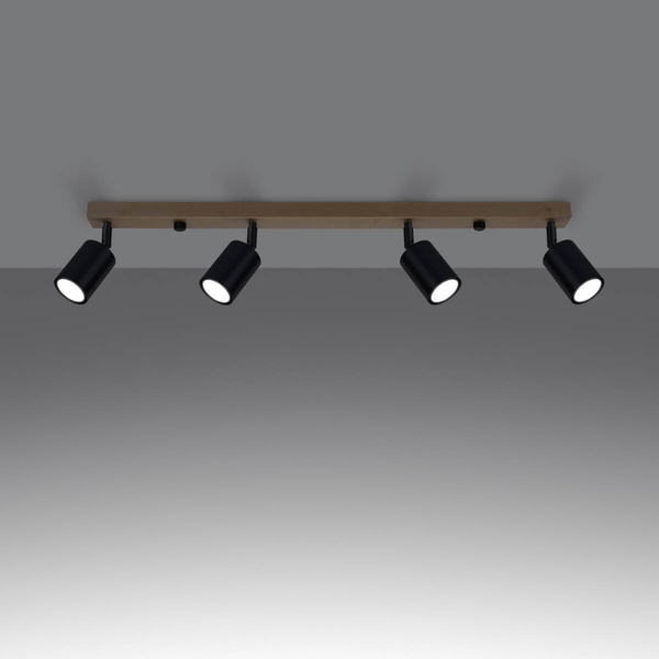 Lampa nasufitowa na listwie Verdo SL.1294 do kuchni drewniana czarna