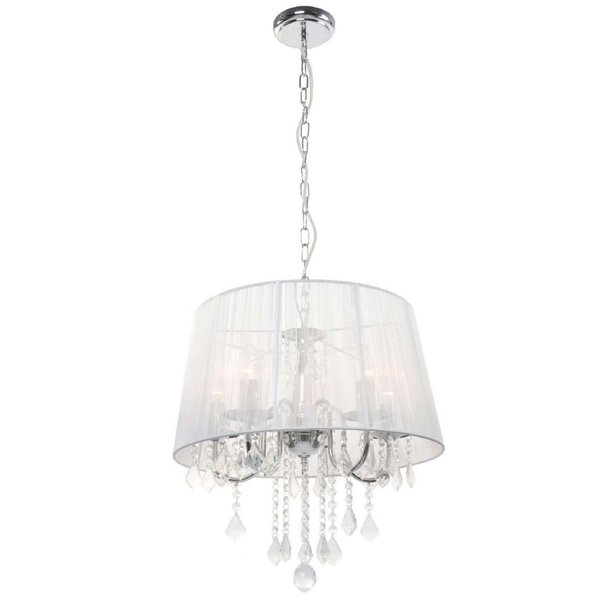 LAMPA wisząca MONA LP-5005/5P srebrna Light Prestige abażurowa OPRAWA na łańcuchu ZWIS z kryształkami glamour crystal srebrny