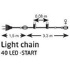Bożonarodzeniowe lampki zewnętrzne 4,6m 40 LED 6W ciepła