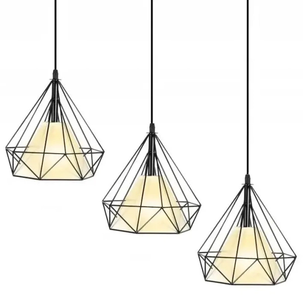 Industrialna lampa wisząca Diament 499 Domeno LED druciana potrójna czarna