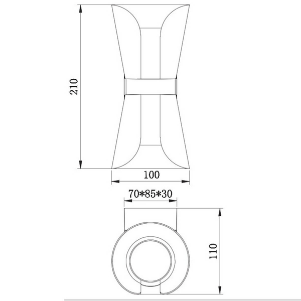 Ścienny kinkiet do przedpokoju COAT 218600280 tubka dół-góra czarny złoty