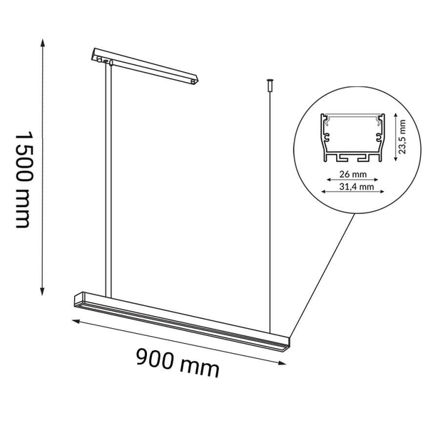 Lampa wisząca do salonu Hiate 1847 Shilo LED 18W 4000K belka biała