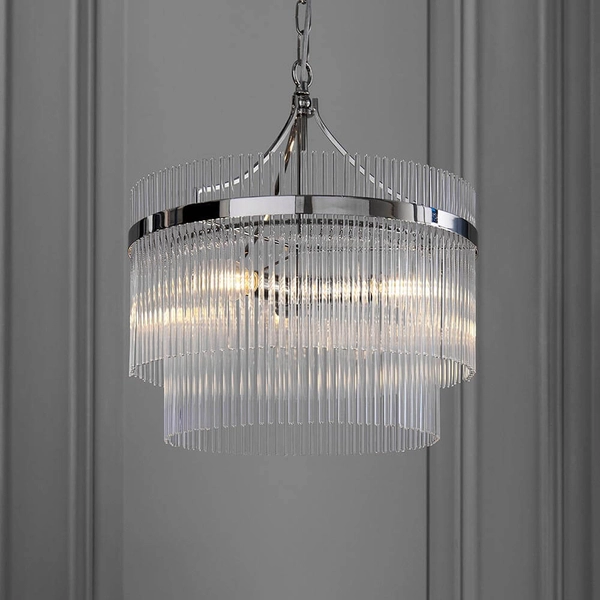 Lampa wisząca na łańcuchu Marietta 104113 szklana chrom
