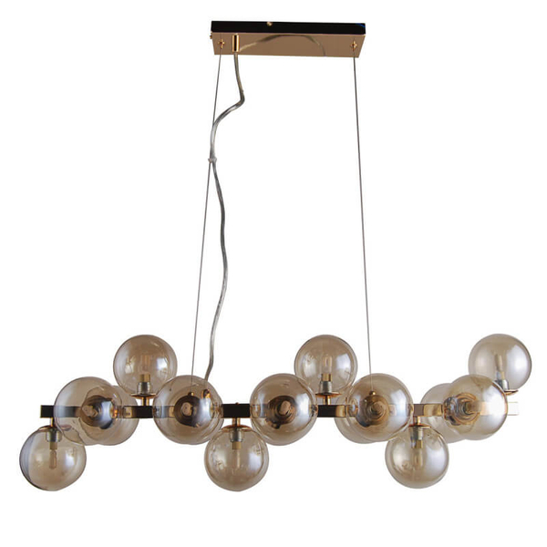 Modernistyczna lampa wisząca Marbelio PND-6161-16 GO+CO złote przydymione