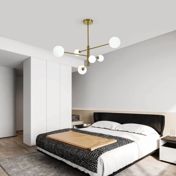 Loftowa LAMPA sufitowa DORADO LP-002/6P Light Prestige metalowa OPRAWA szklane kule plafon molekuły złote białe
