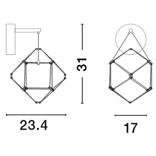 Geometryczny kinkiet przyścienny ASIS LE44326 LED 6W 3000K czarny