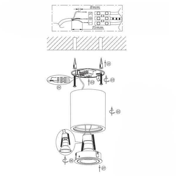LAMPA sufitowa TULON LP-5441/1SM WH Light prestige metalowa OPRAWA tuba regulowany downlight biała
