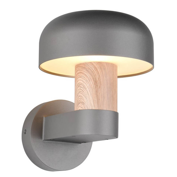 Ścienna lampa do ogrodu FRASER 262560135 grzybek IP54 szary drewniany