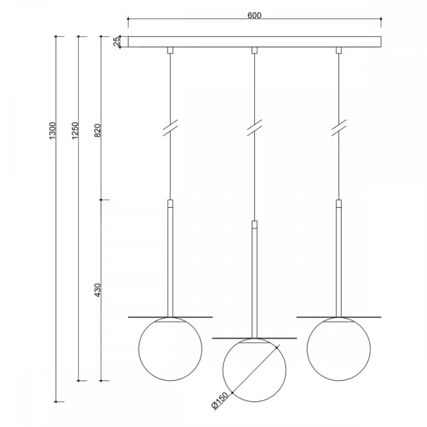 Zwisająca lampa kulista Borra BRB331PL szklana mosiądz białe