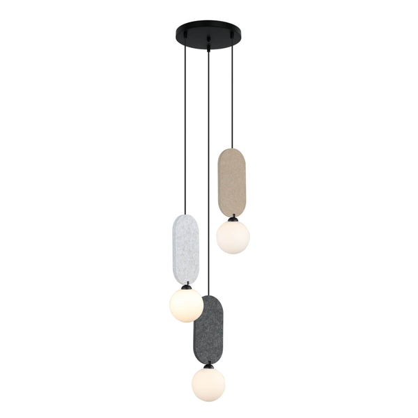 Okrągła lampa wisząca Lorenzo PND-59815B-3-MLTI potrójna beżowy szary