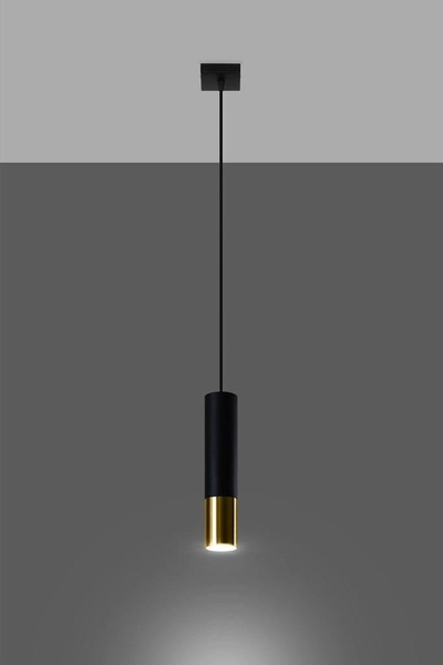 Loftowa LAMPA wisząca SL.0952 metalowa OPRAWA modernistyczny ZWIS tuba czarna złota