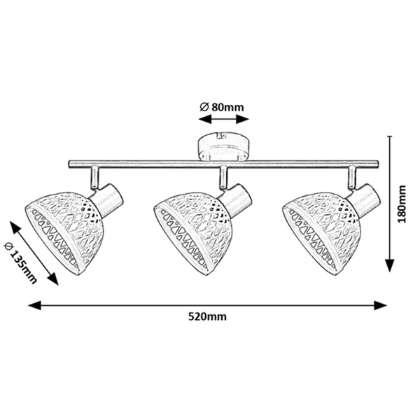 Ruchome reflektorki Rattan 3135 2-punktowa lampa natynkowa brązowa