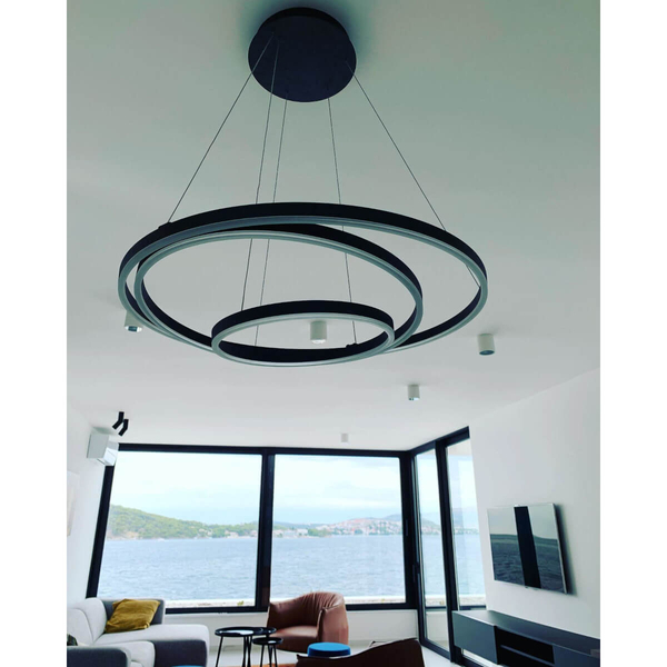 Wisząca lampa TRINITI 46402/99/30 Lucide LED 136W 3000K okrąg czarna