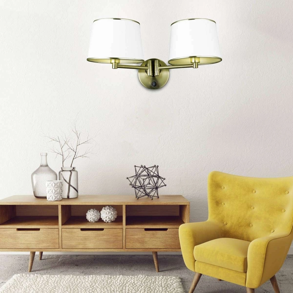 Kinkiet lampa ścienna IBIS 22-00890 metalowa abażurowa klasyczna biała